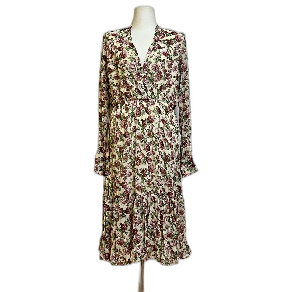 브이넥 플라워 쉬폰 원피스 롱원피스