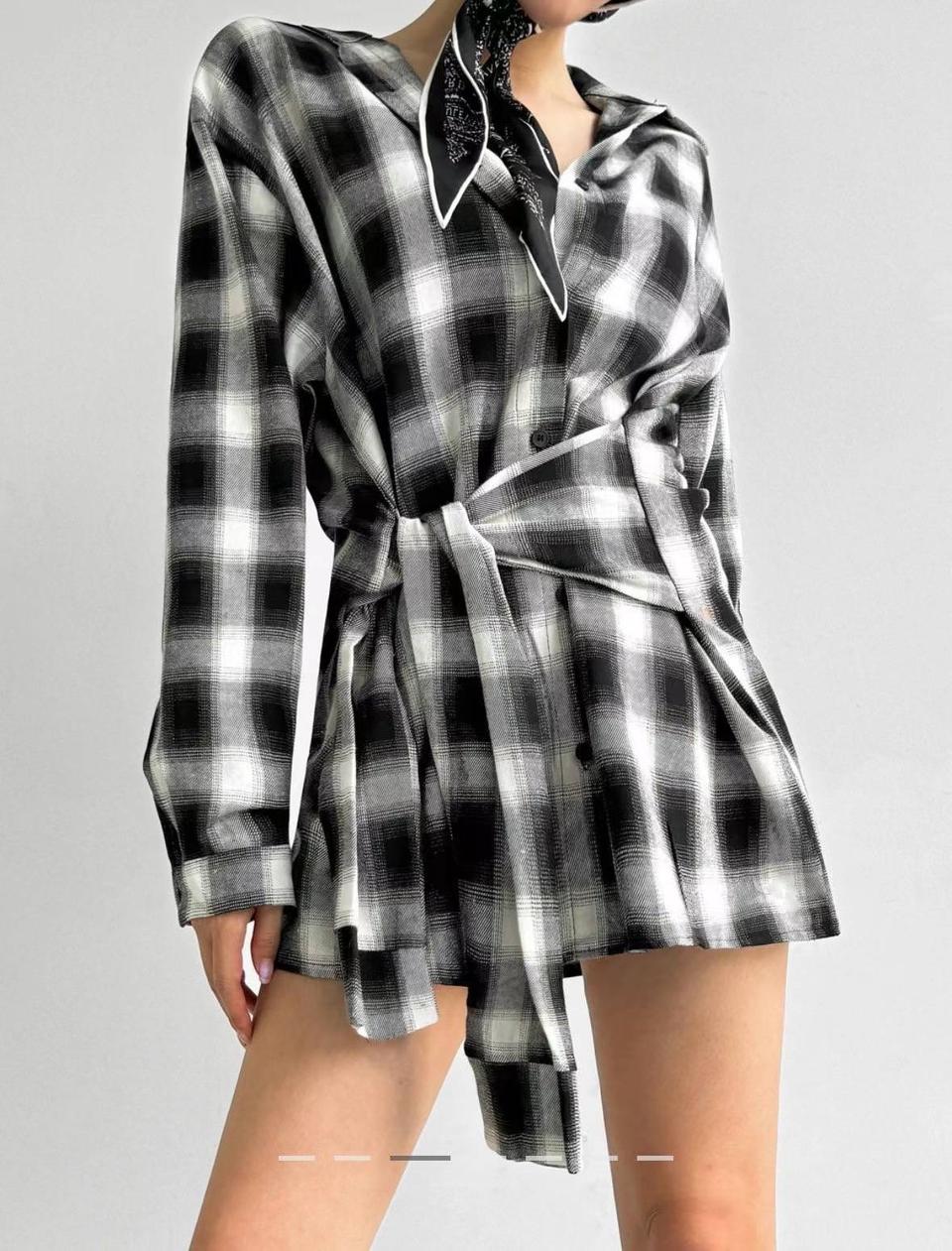 (Sale)타이체크 셔츠 원피스