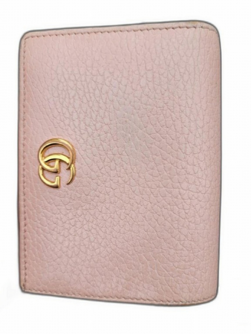 구찌 정품 파스텔 핑크 레더 몽크 반지갑