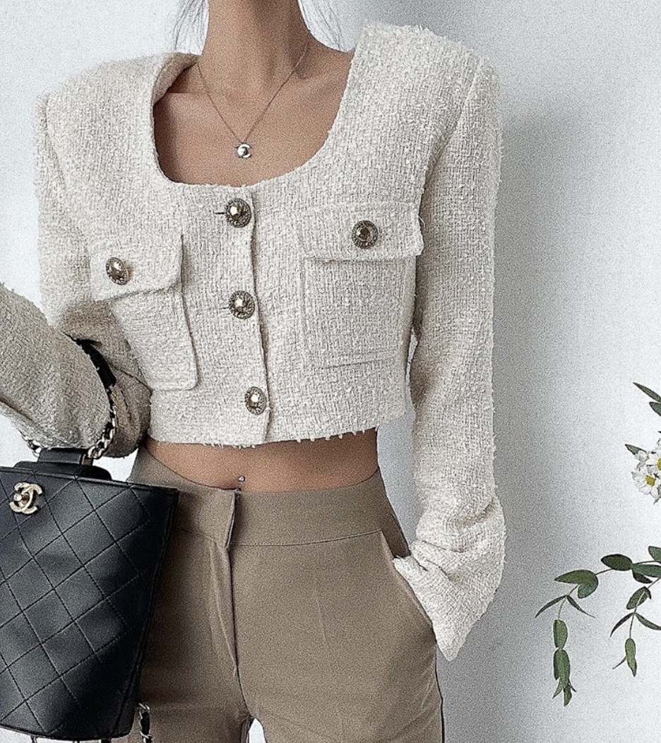 트위드 크롭 자켓