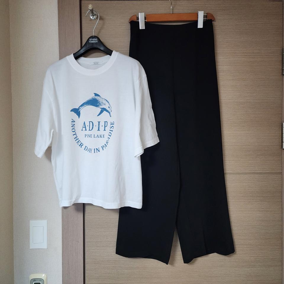 곰부인네 돌고래티셔츠+에덴반밴딩슬렉스L