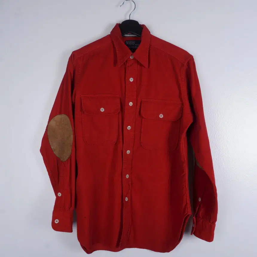 폴로 아메카지 코튜로이 골지 레드 남방 셔츠 via3184