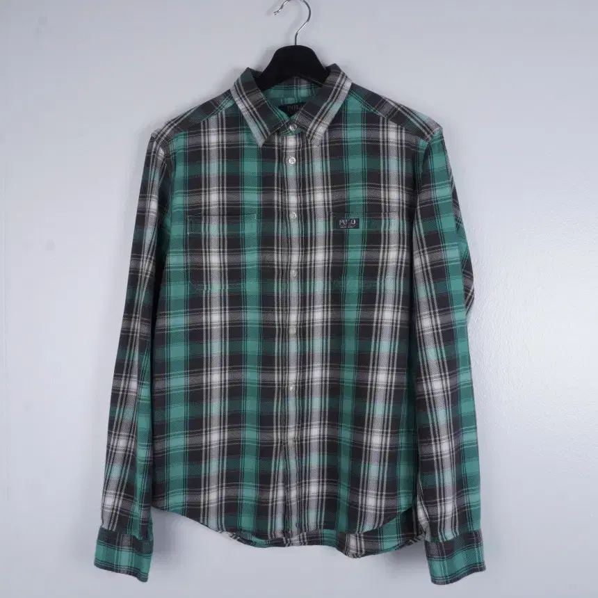 폴로 그린 타탄 체크 셔츠 남방 via3074
