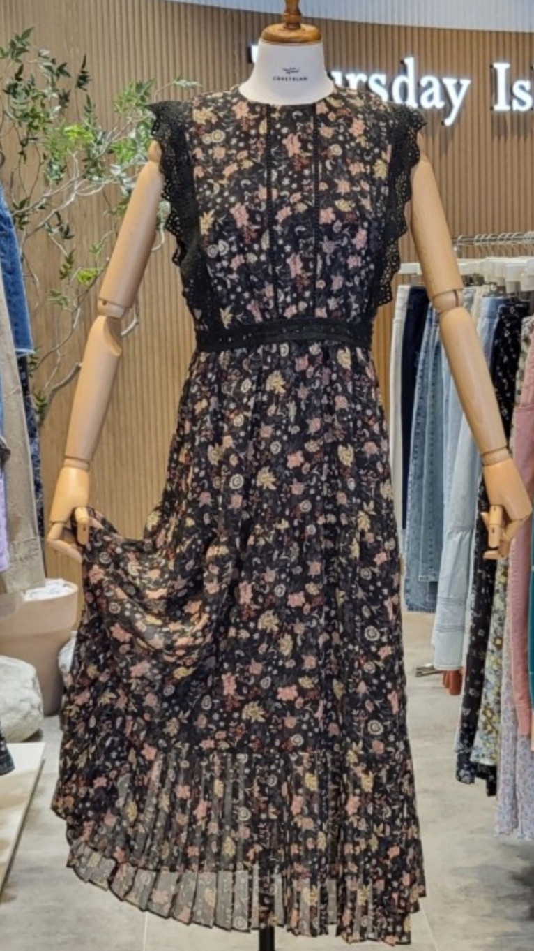 써스데이아일랜드 레이스 포인트 롱원피스 m