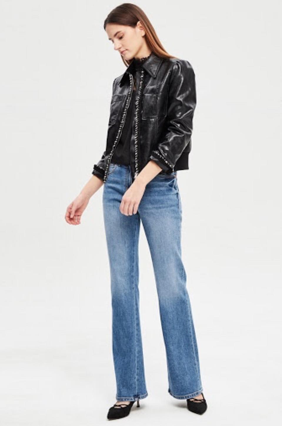 타임 인조 가죽 자켓