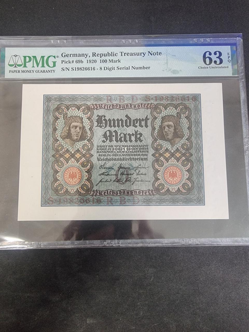 독일 1920년 100마르크 PMG 63등급