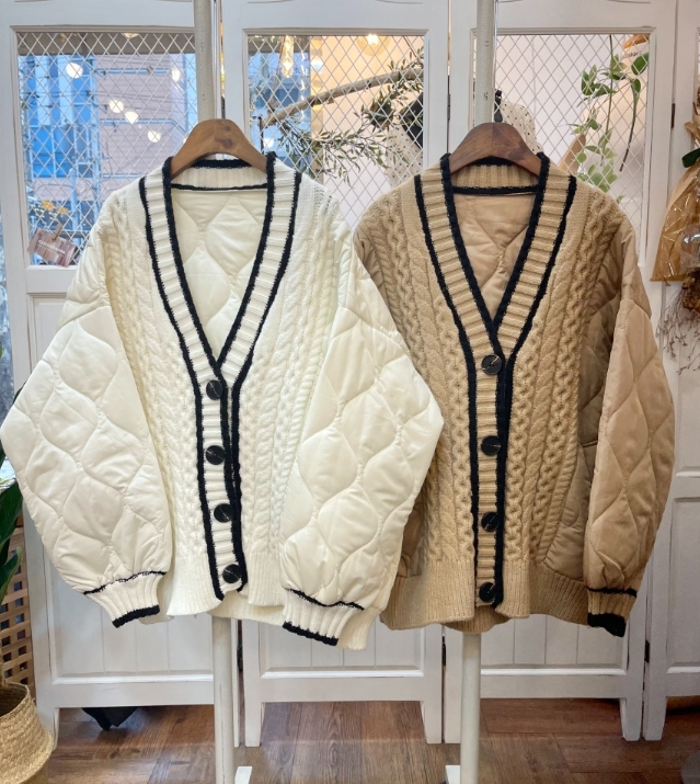 ❤니트배색경량패딩