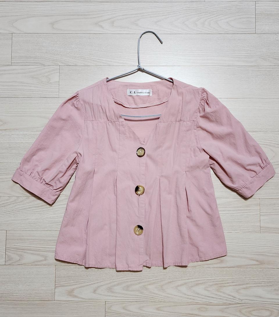 베이비핑크 린넨 크롭 블라우스(귀여워요~!)