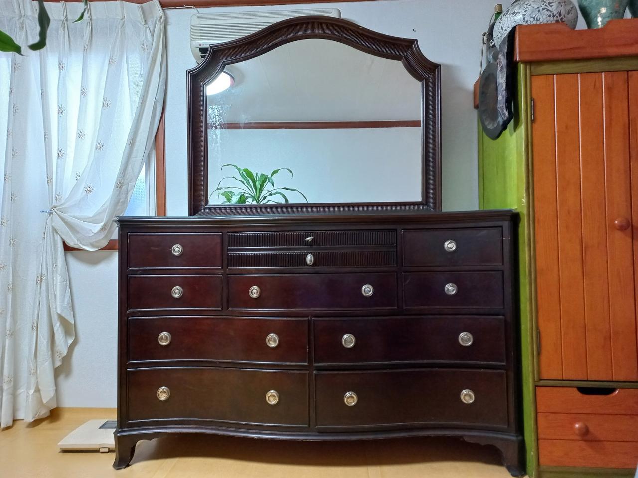 앤틱 와이드 곡선 서랍장 화장대