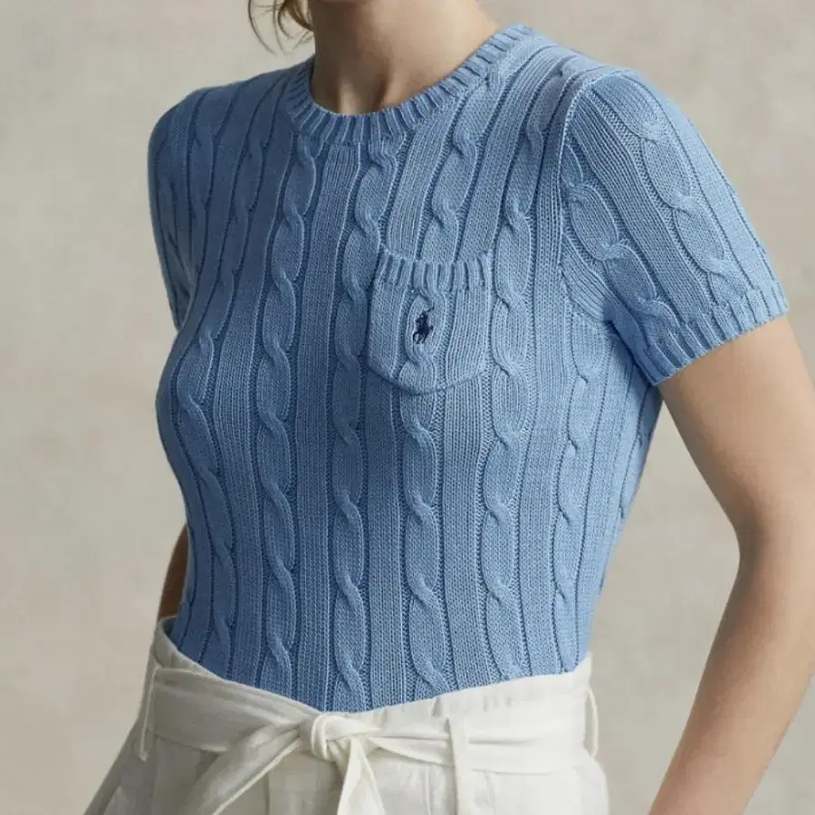 [새 상품] 폴로 반팔 니트 캐롤리나 블루 M