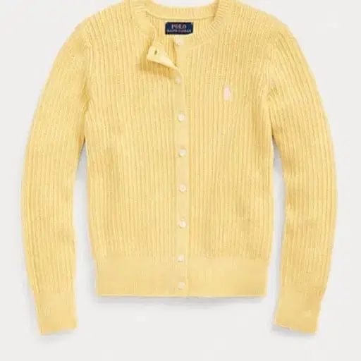[새 상품] 폴로 걸즈 프레피 코튼 가디건 옐로우 L