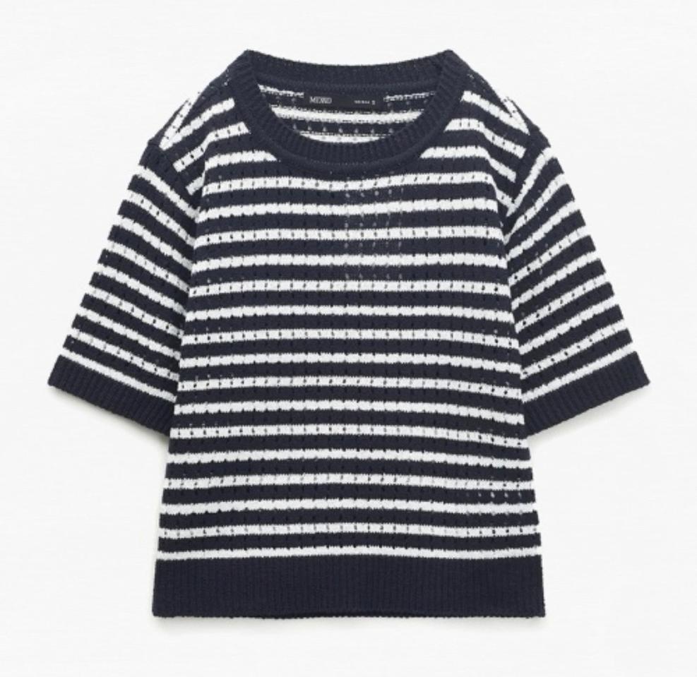 미쏘 스트라이프 풀오버 반팔 니트