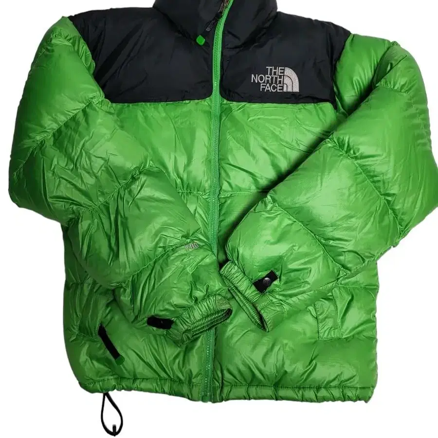 노스페이스 연두 형광 구스다운 숏패딩 85 실측 95