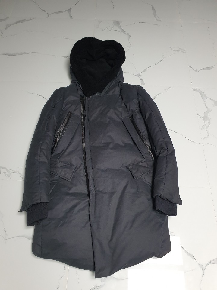 시스템옴므 가죽 양털 믹스 무스탕 패딩 라이더 야상 자켓 블랙 95