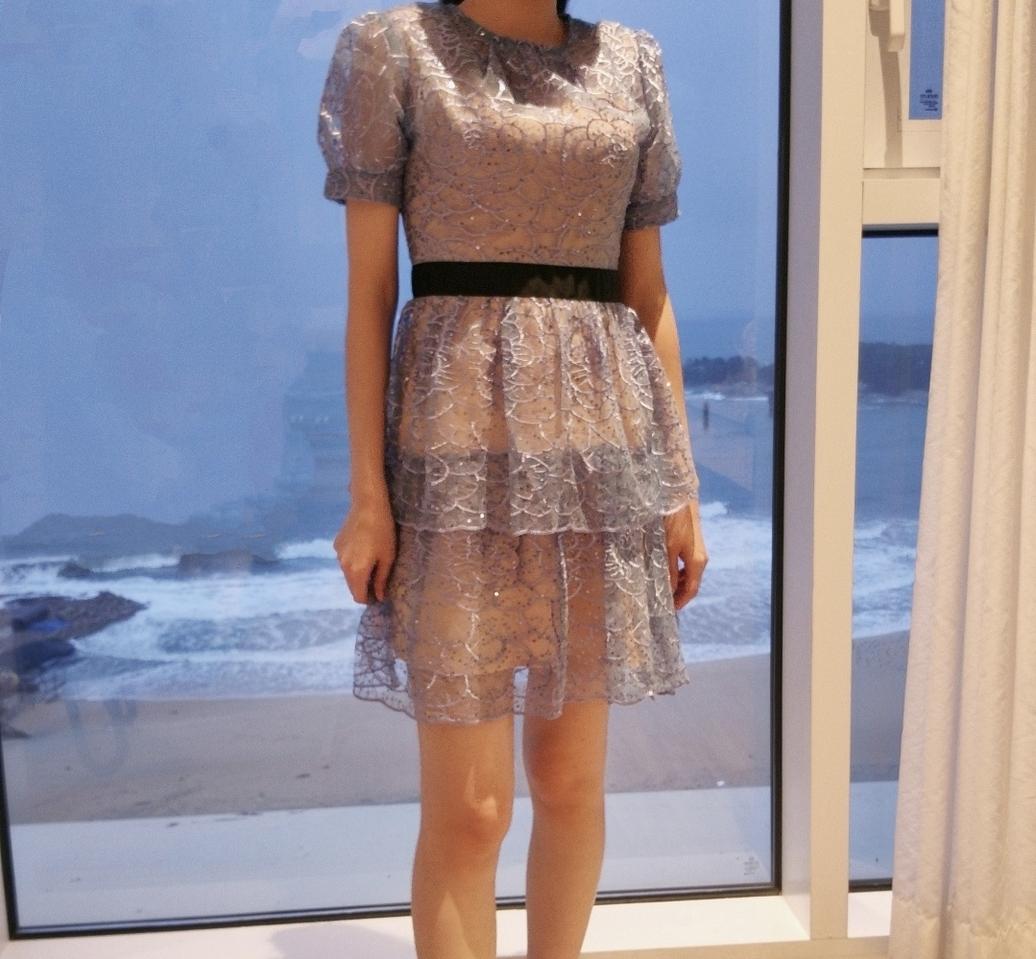 [새제품] 블링 스팽글 레이스 원피스