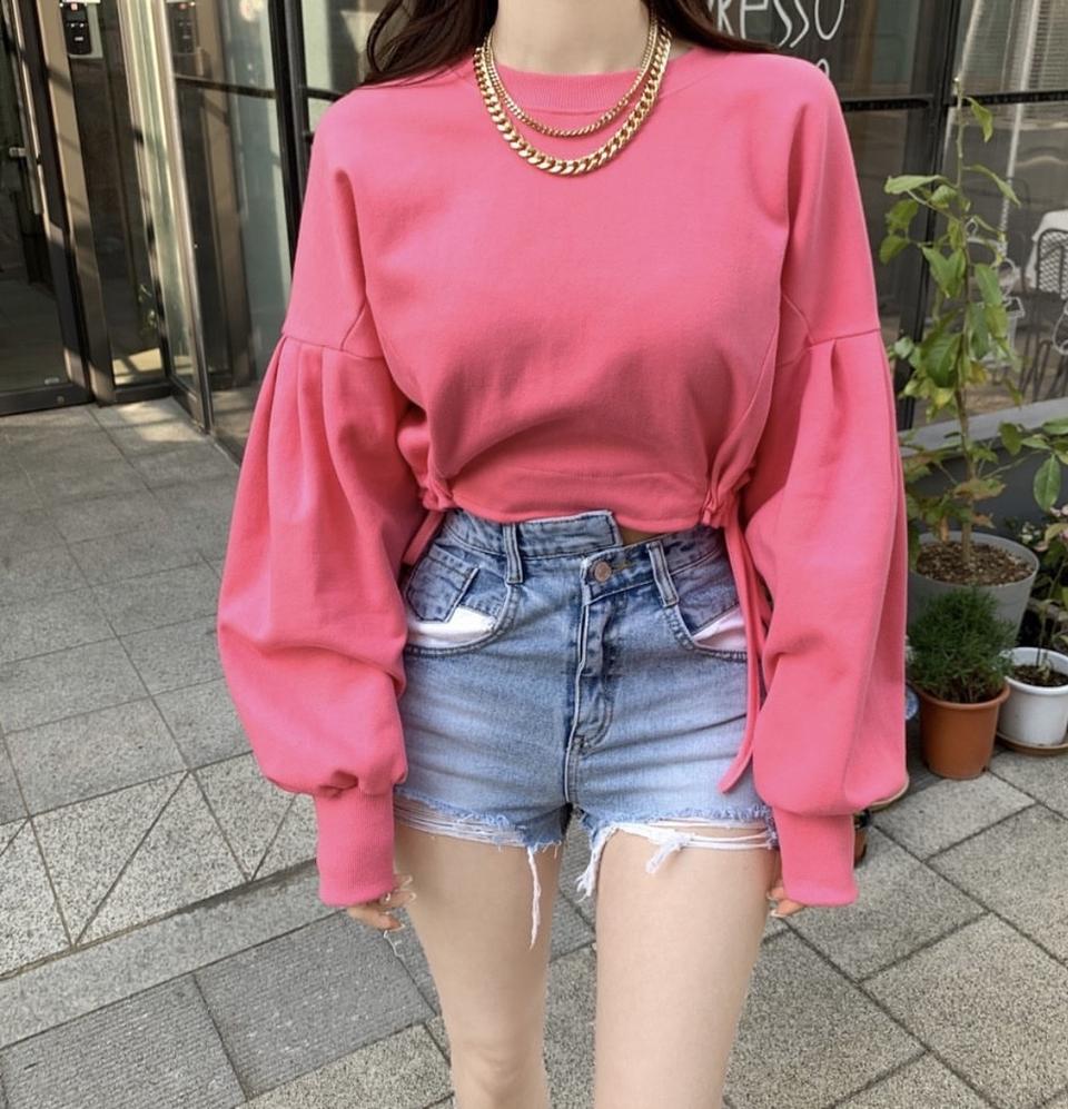 유인미 셔링 맨투맨(화이트)