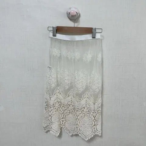 고급 레이스 속치마 자수 뜨개 아이보리 스커트 레이어드 미디 이너 치마