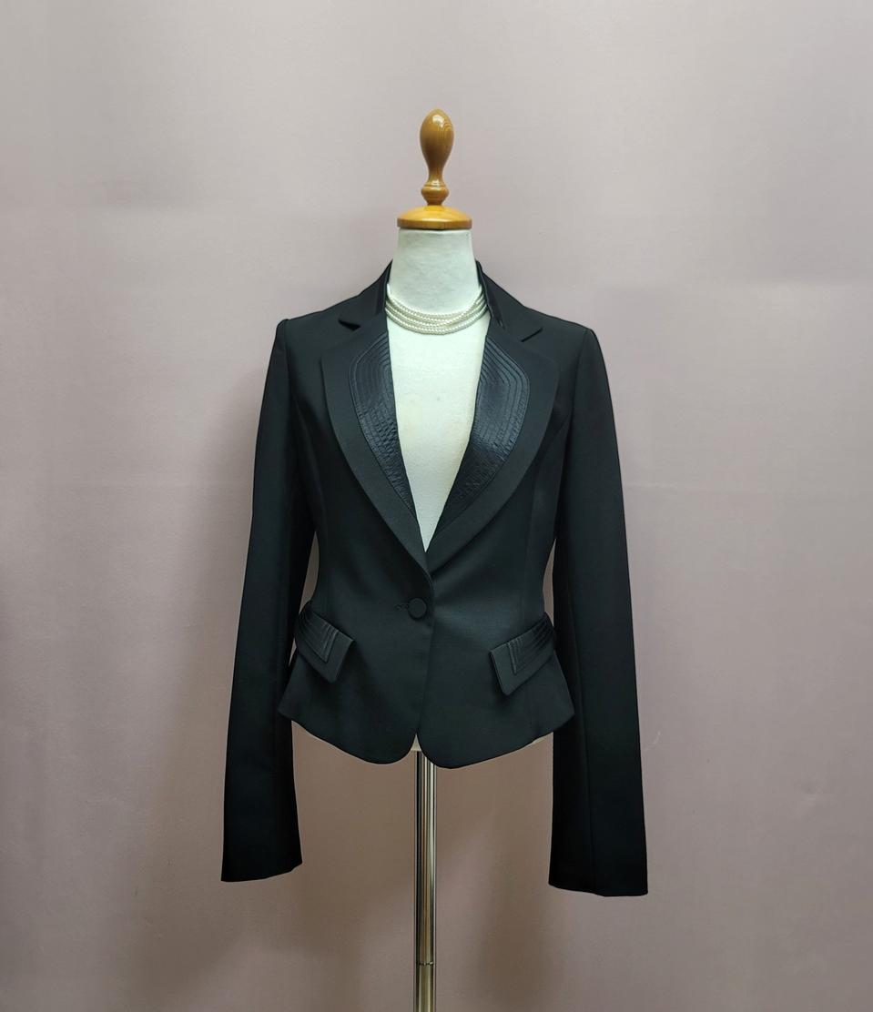 광택 배색 원버튼 숏자켓