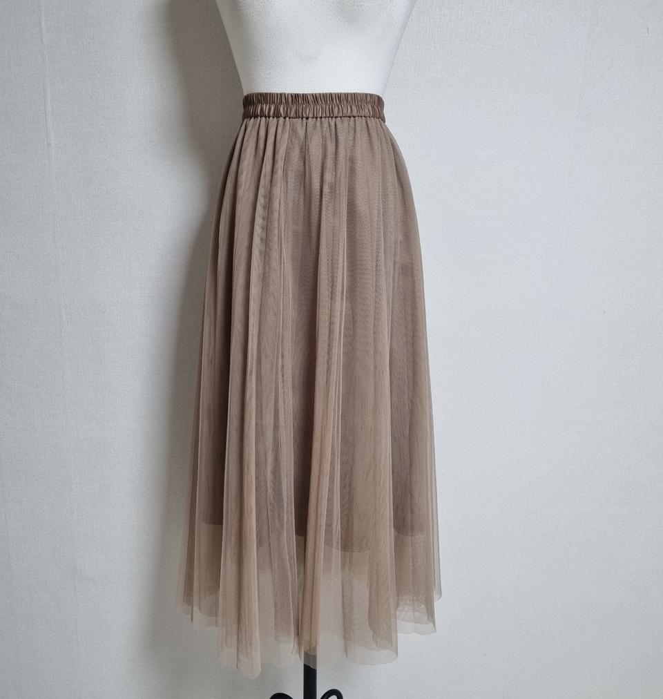 LS65 브라운 샤 롱스커트