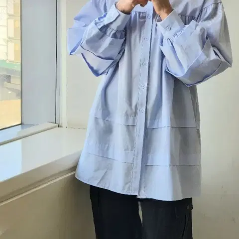 제평 lm 캉캉 플레어 롱블라우스