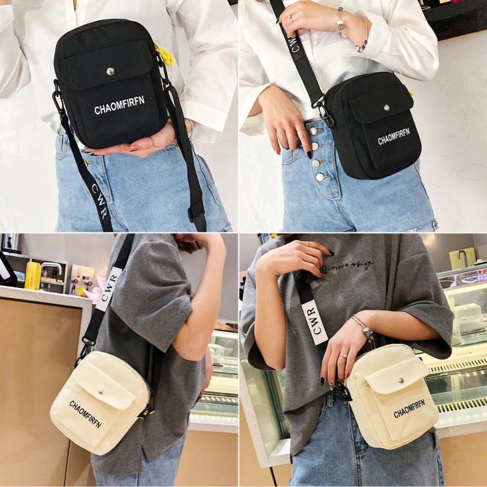 캔버스 레터링 미니 크로스백 <새상품>