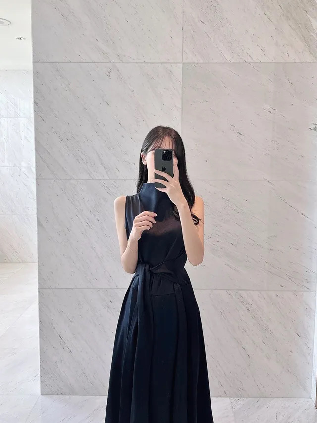 [새상품] 랩 플레어 하객 롱 원피스