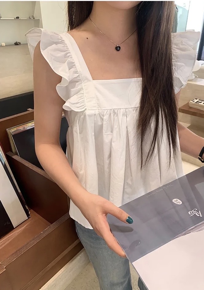 [새상품] 나비 프릴 백리본 블라우스