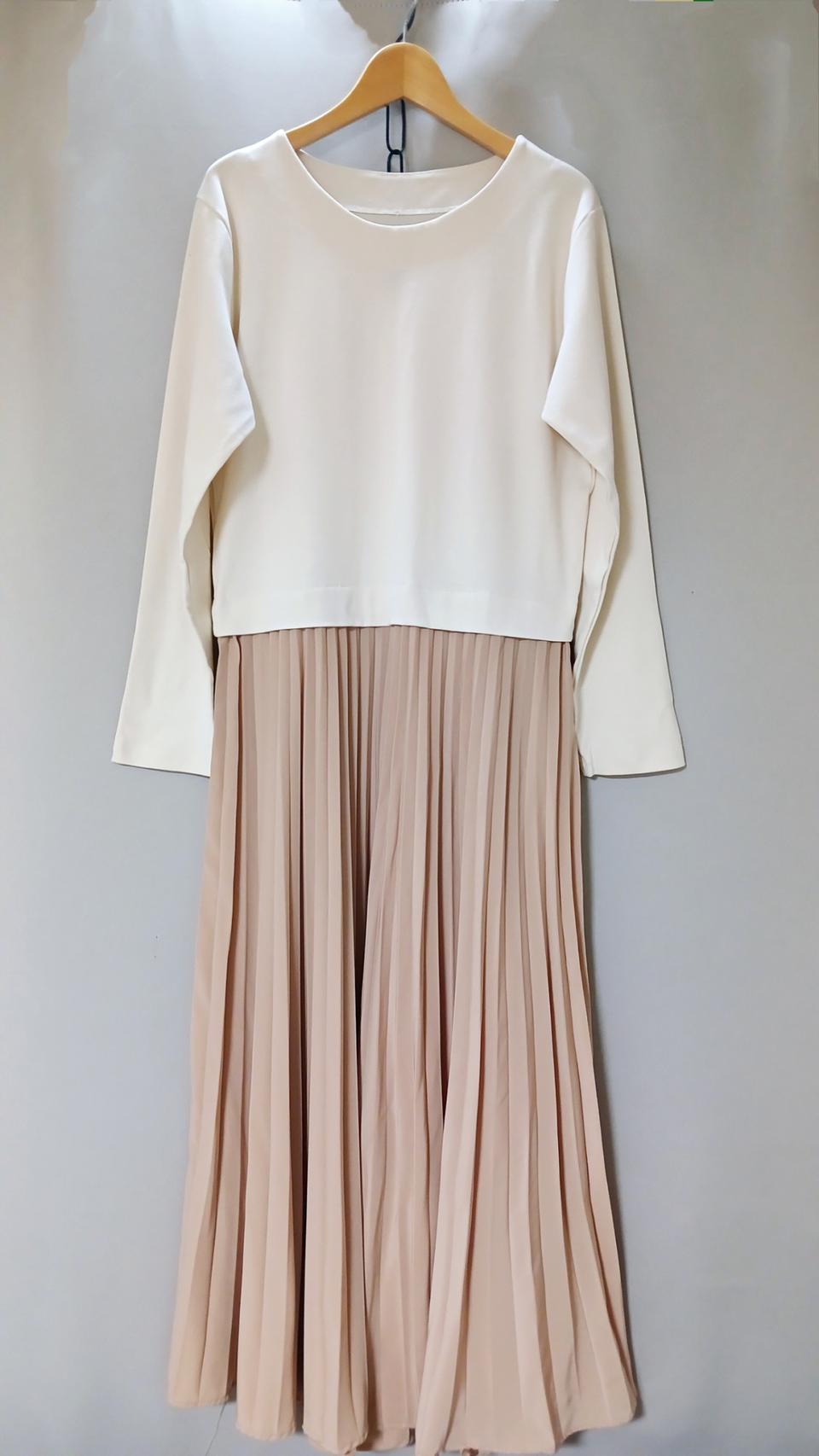 ❤플리츠롱원피스 배색원피스