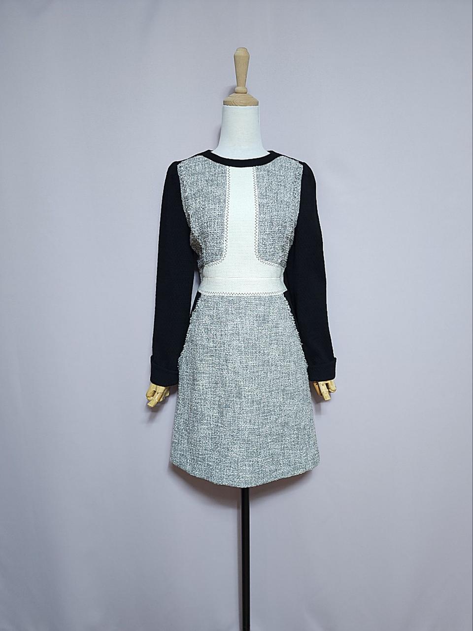 [55] JJ.JIGOTT  트위드 배색원피스