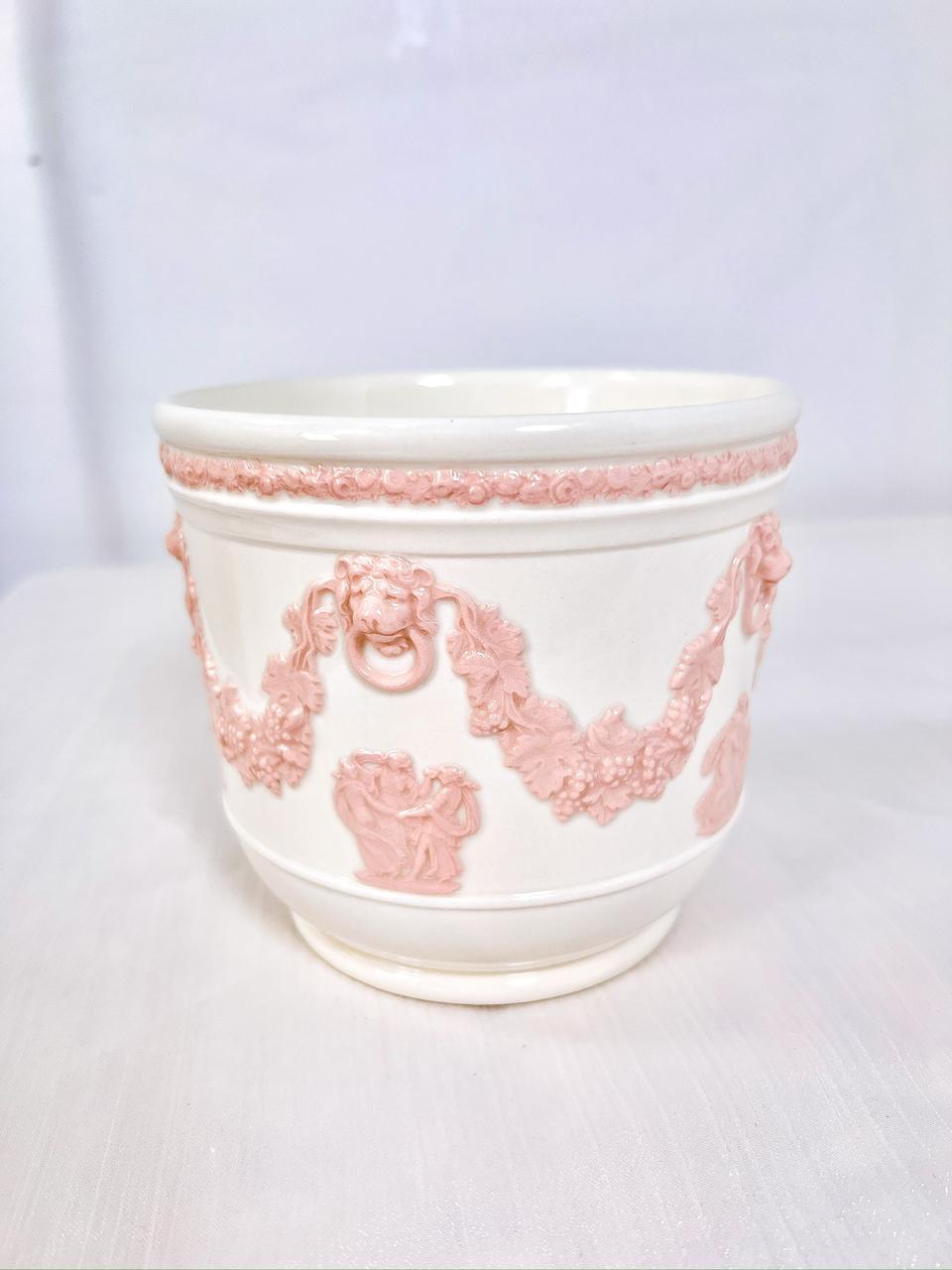 [영국엔틱] (레어)웨지우드 퀸즈웨어 핑크온크림 캐치팟 베이스 화병