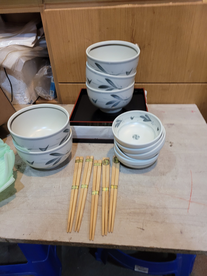 1980 미사용 일제 5인용 우동기 세트