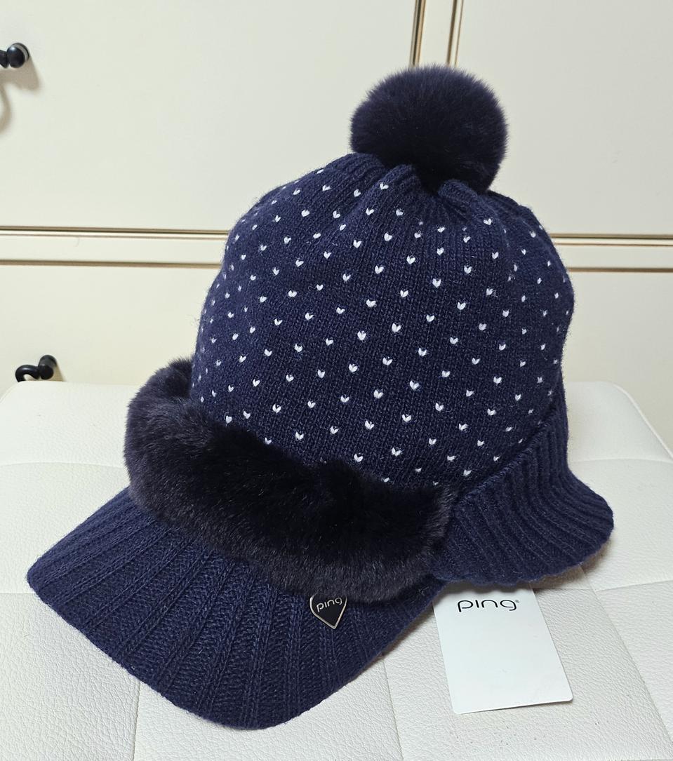 PING 핑 탈착 폭스 퍼 니트 캡 모자