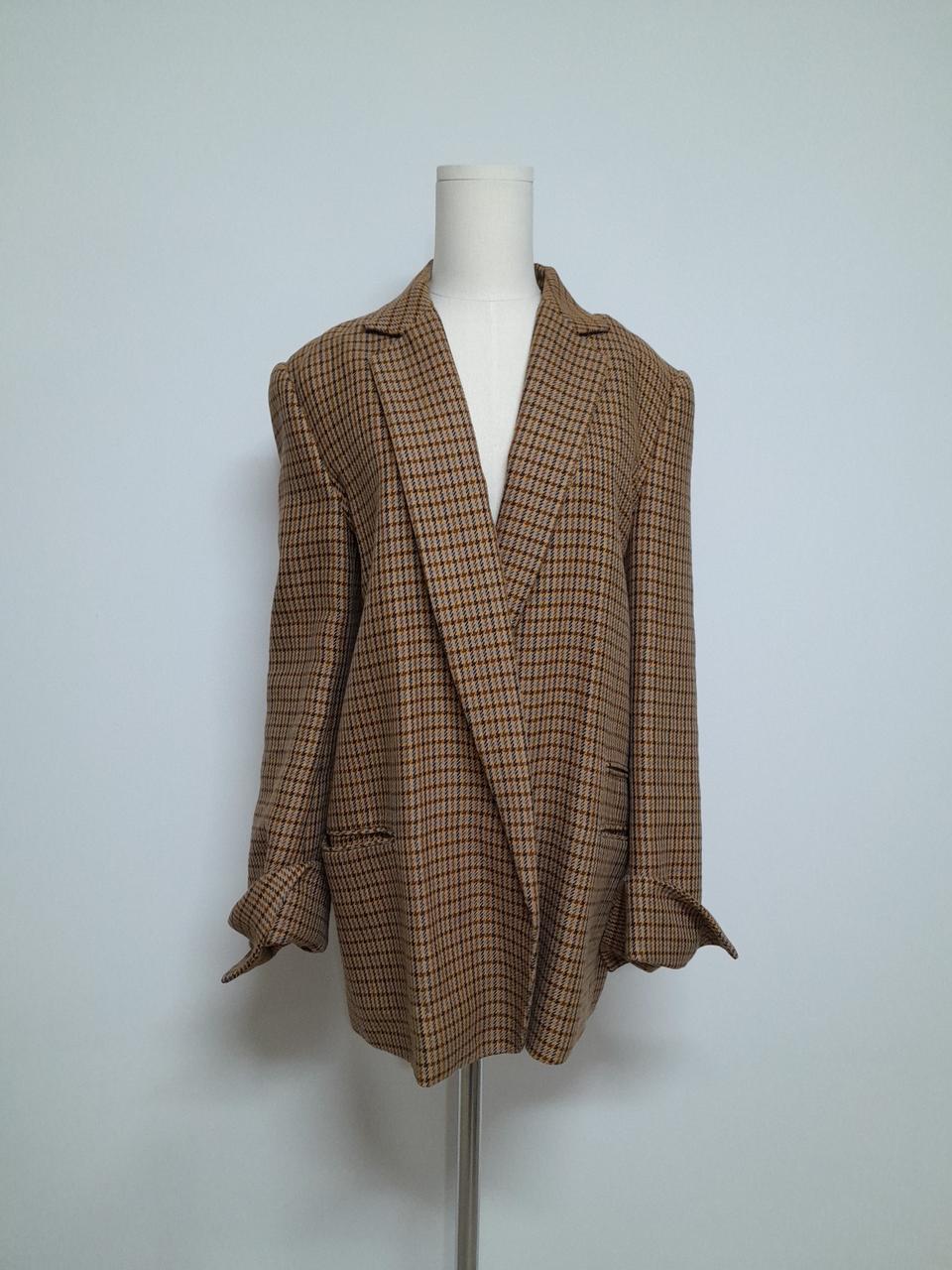 한섬 SYSTEM 체크 오픈 자켓