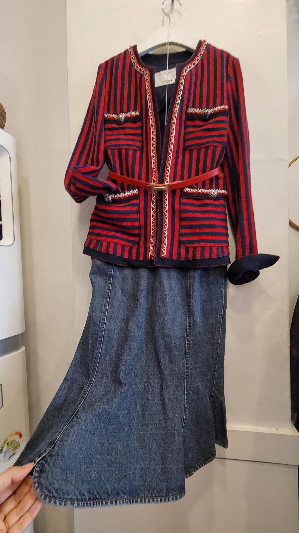 오브제 트위드자켓. 스포츠막스 꽃잎라인 데님스커트