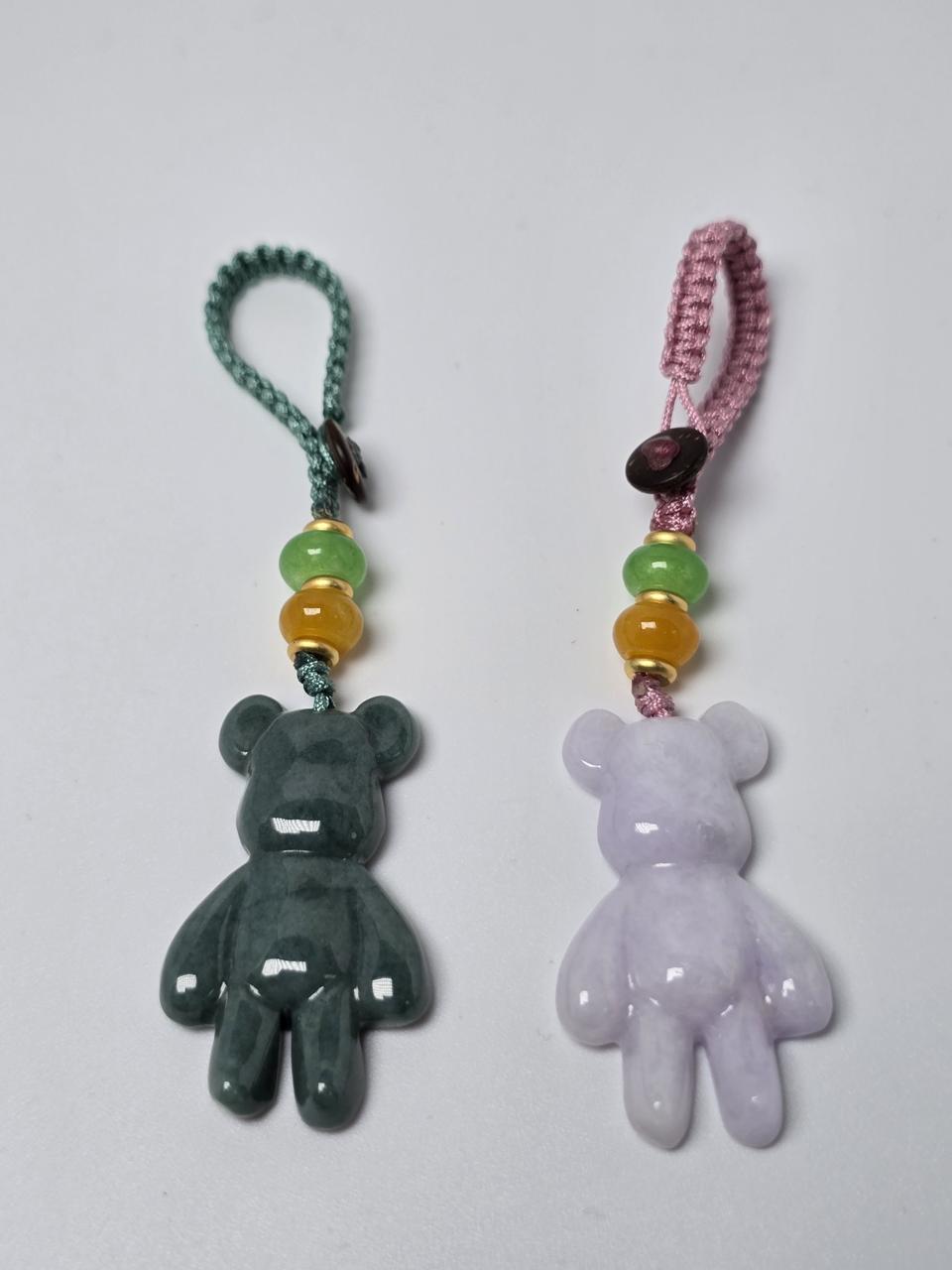 (커플)천연 고퀄 미얀마 Ajade 곰돌이 커플 키링