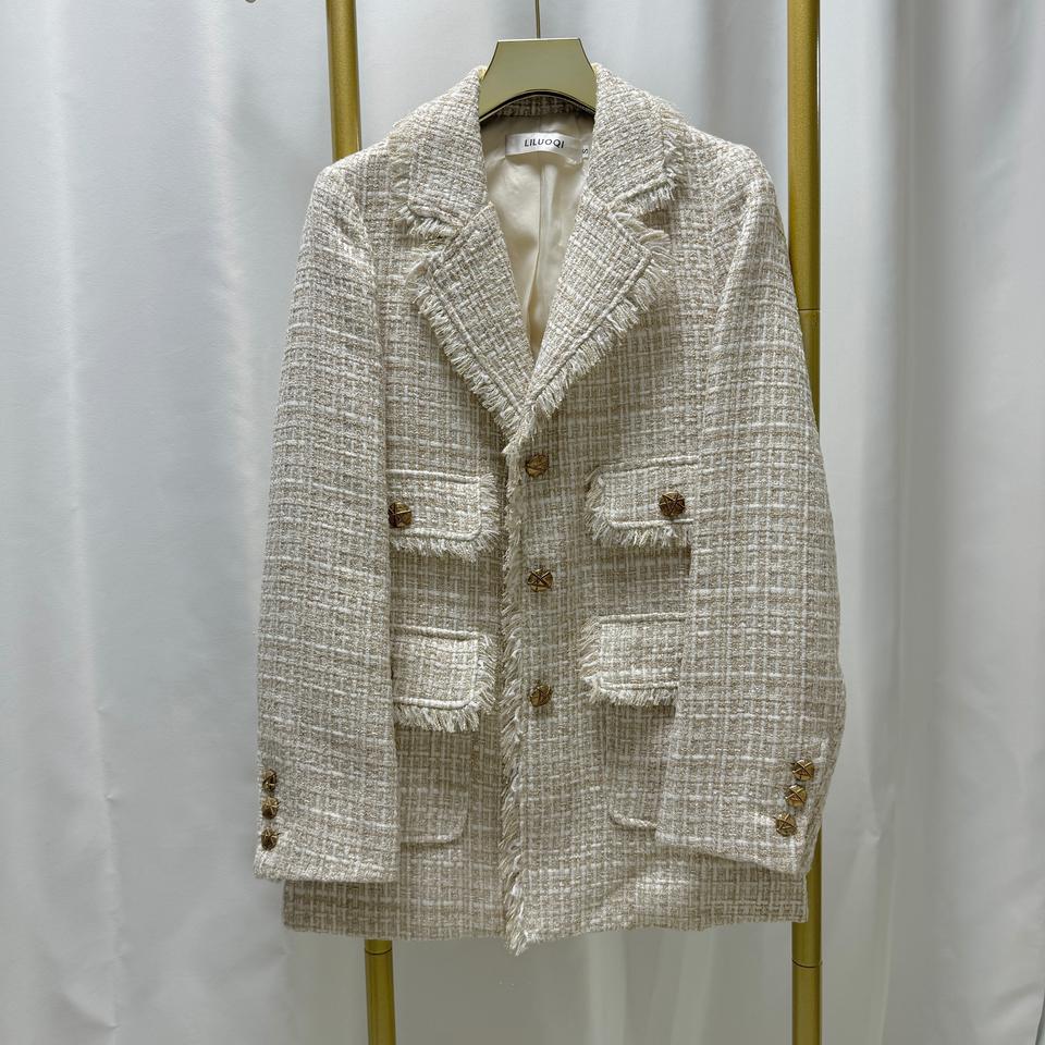 [새상품] 금장 트위드 자켓