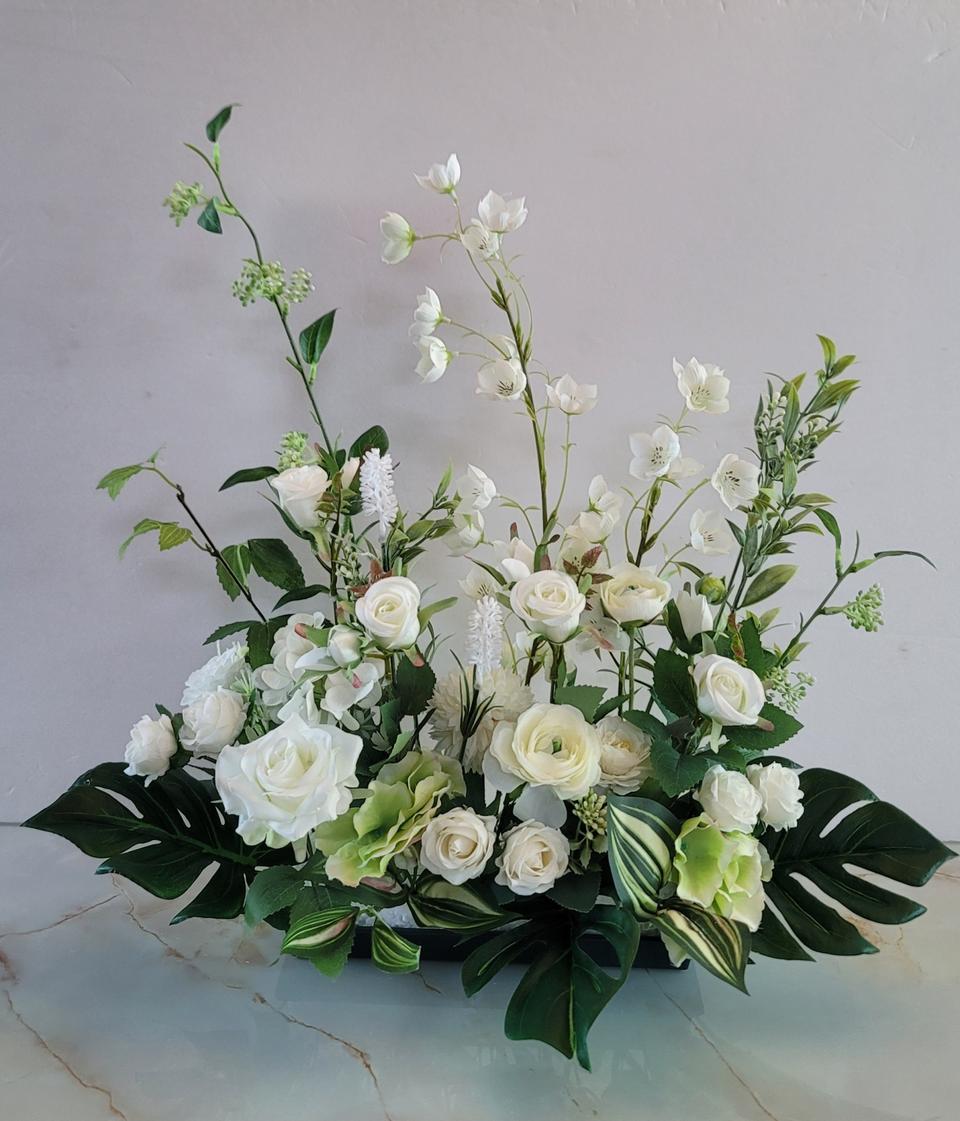 (새상품)고급 화이트 센터피스/인테리어소품,조화,웨딩