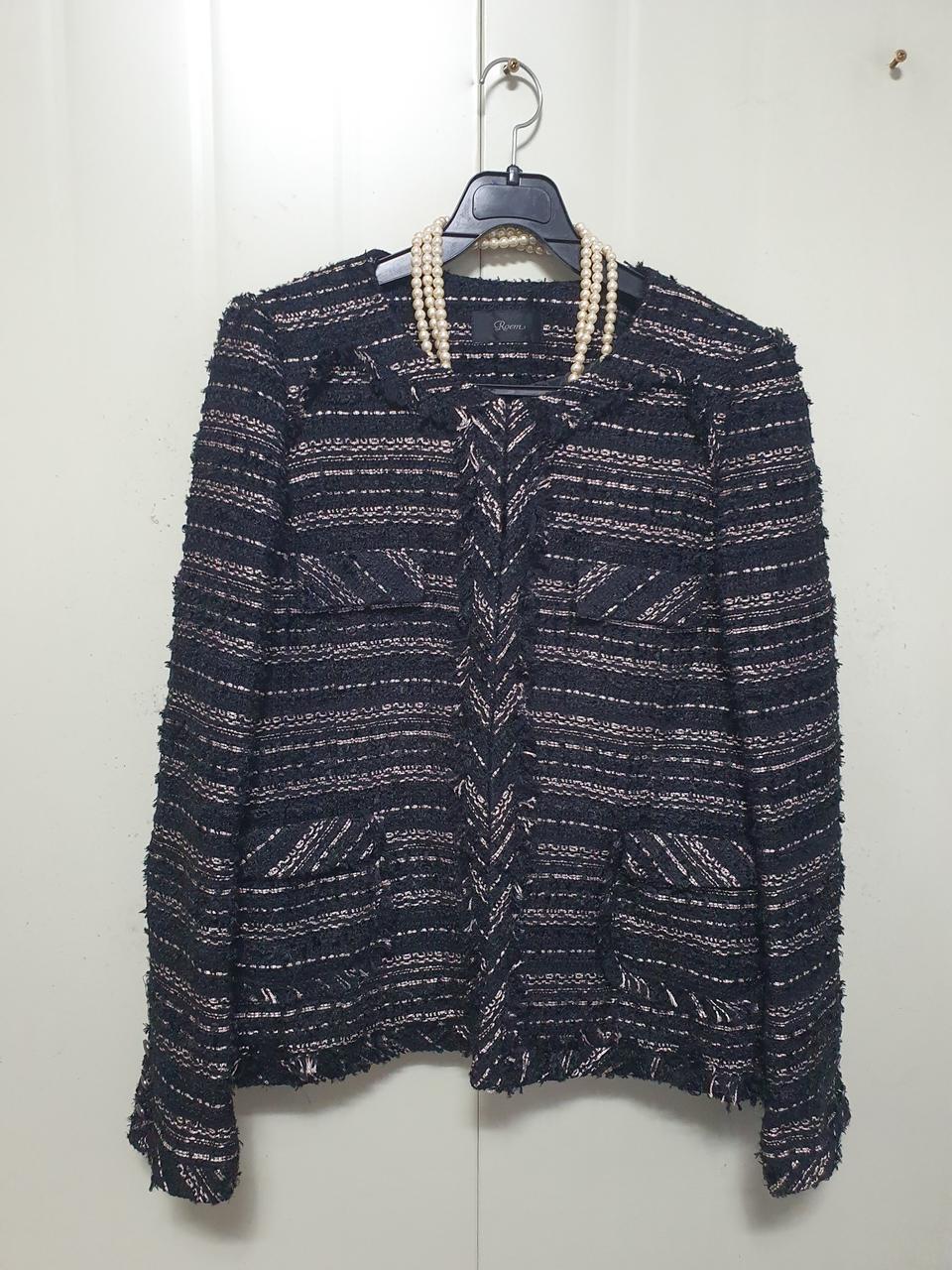 특가새)Roem 로엠 트위드 자켓.금사배색.노카라.정장오피스하객