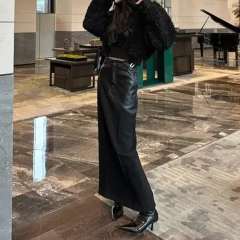 매드 가죽 롱 스커트 (벨트세트)