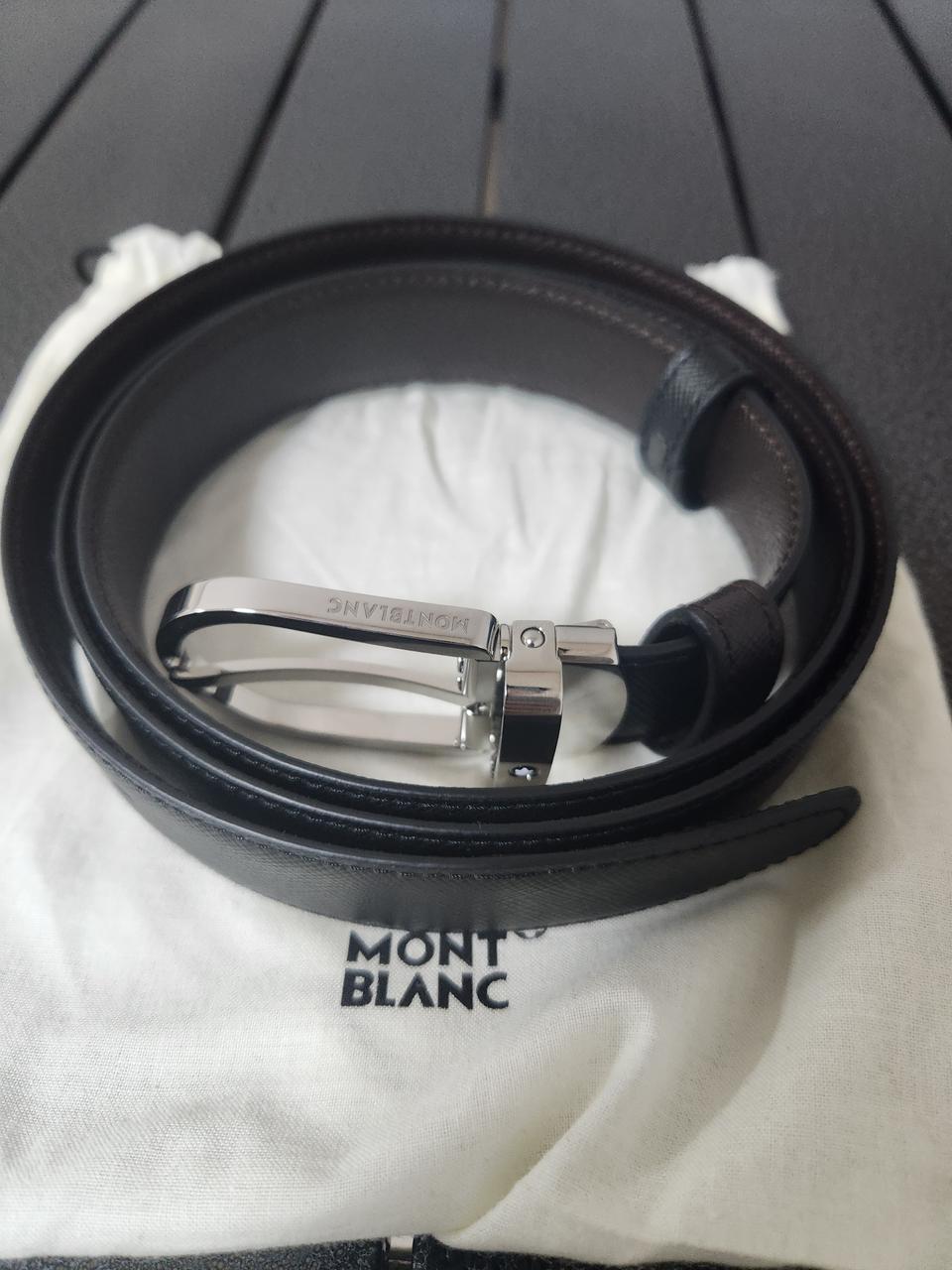 몽블랑 말발굽형 버클 블랙/브라운 리버서블 레더 벨트
