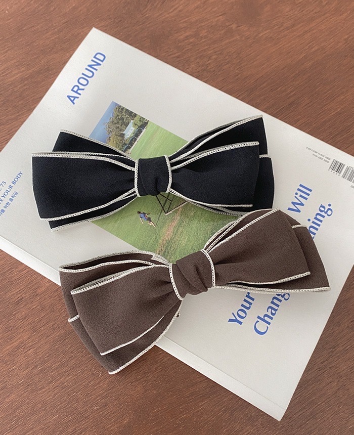 브라운 리본 헤어핀 머리핀