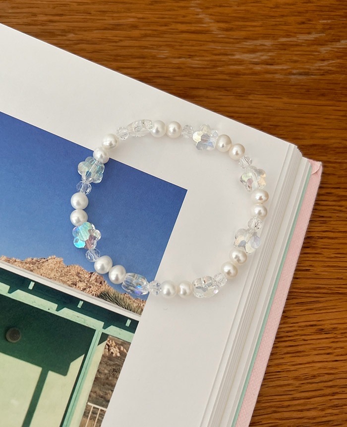진주 큐빅 팔찌