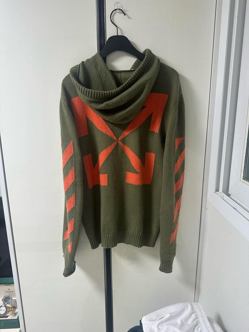 오프화이트 니트 후드집업