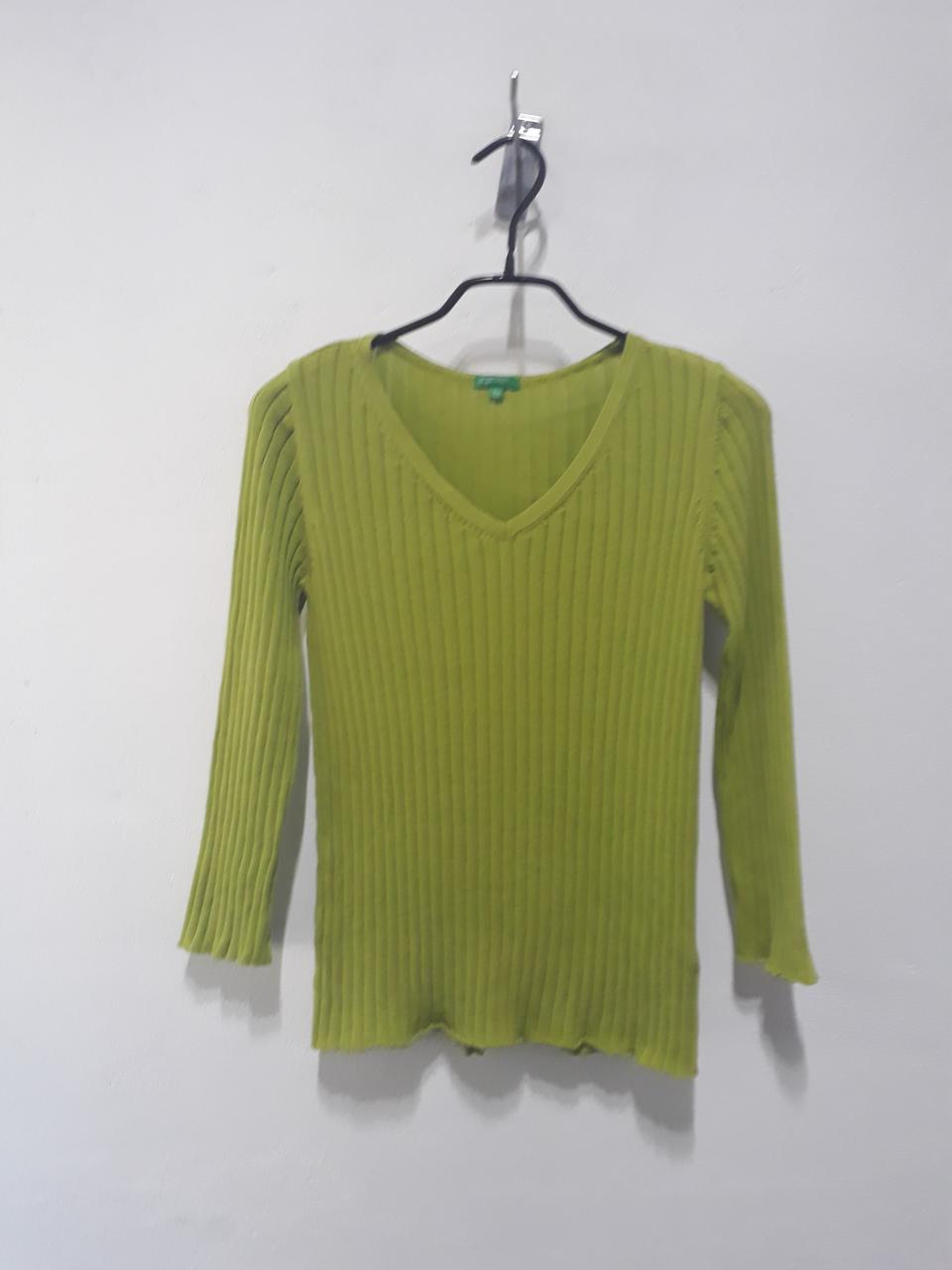 베네통 브이넥 골지 니트