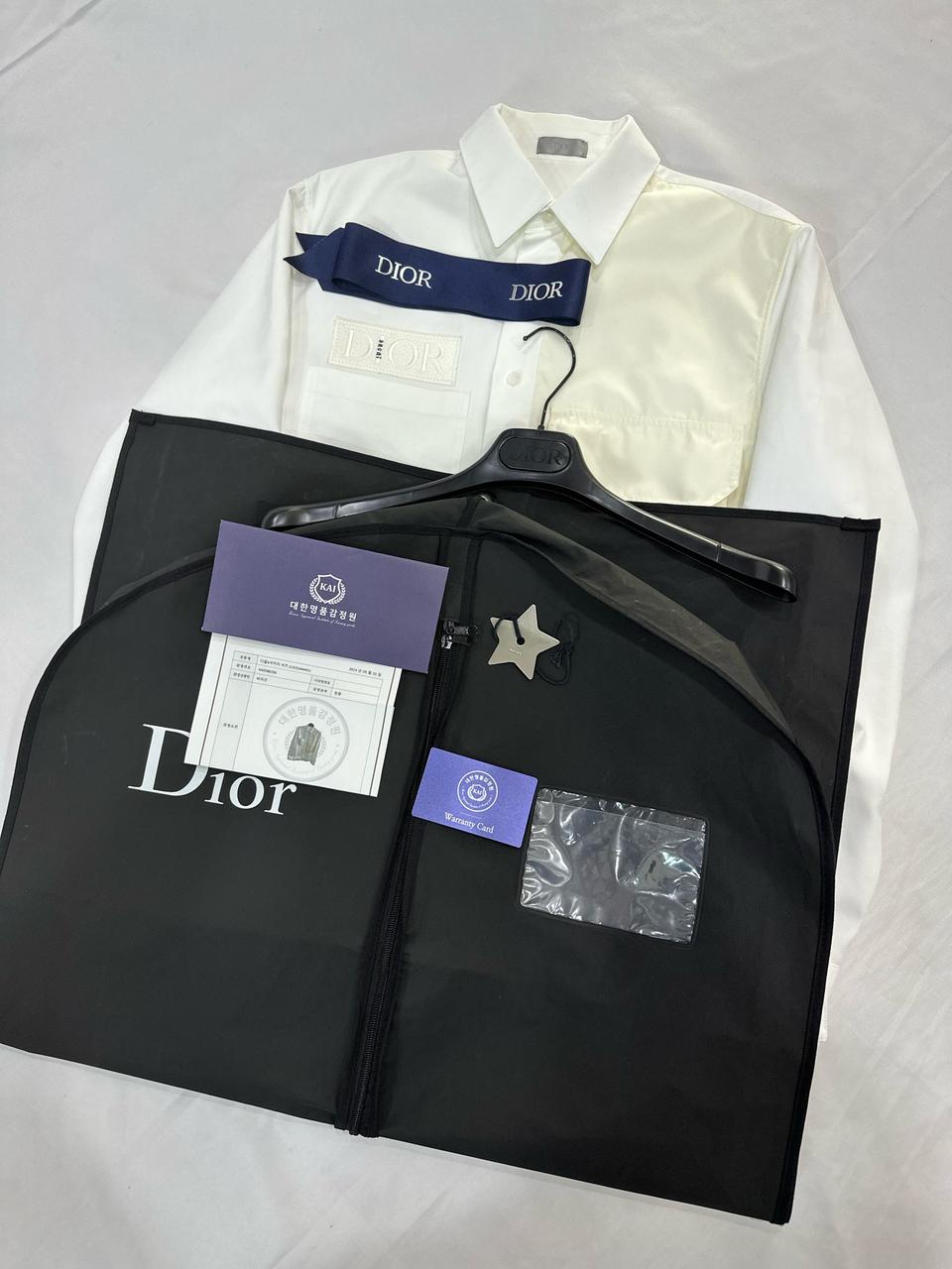 [40] 디올 x 사카이 남성 모노그램 포켓 오버 코튼 셔츠 자켓 화이트