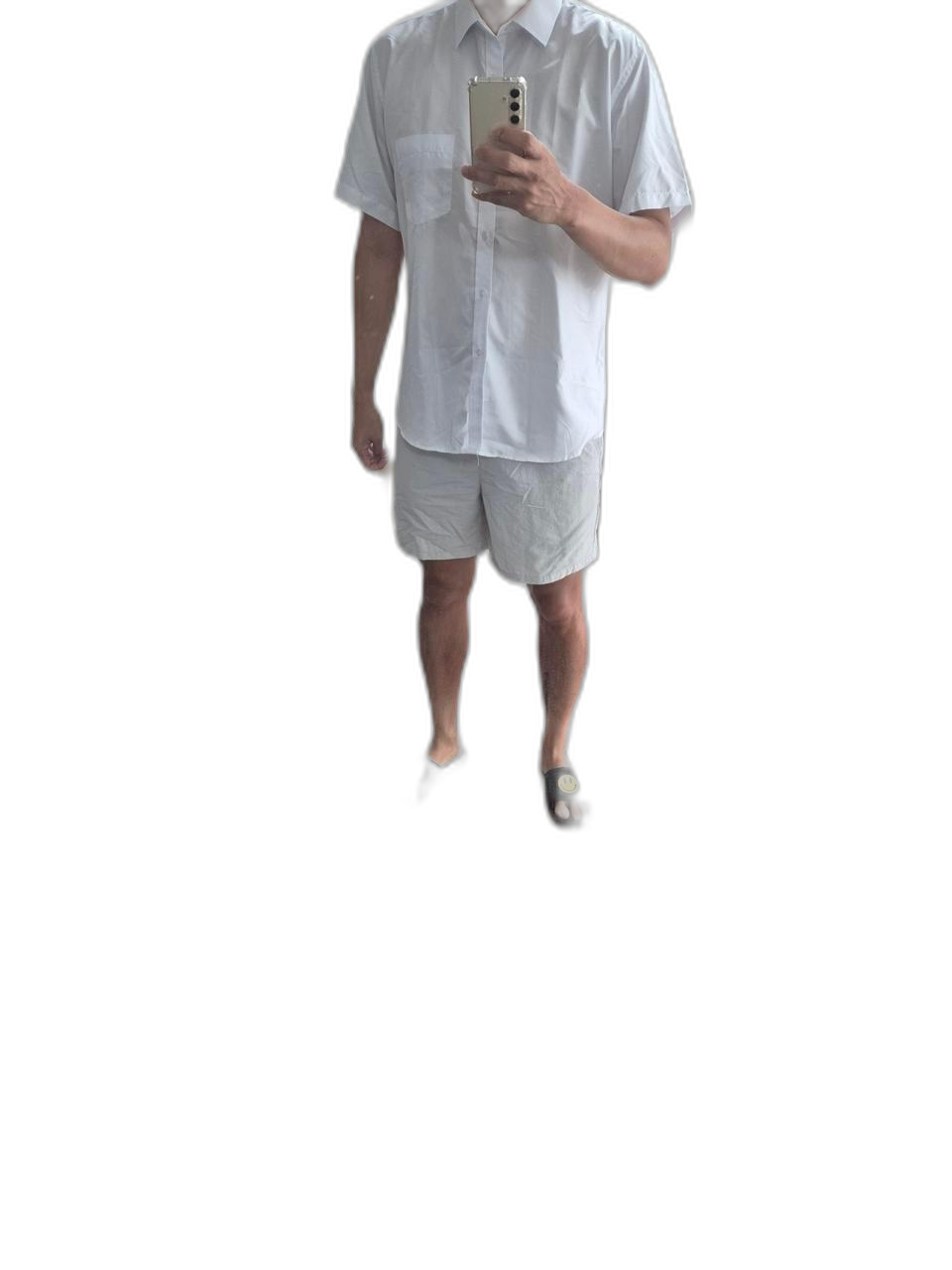 기본 반팔 흰색 정장 셔츠