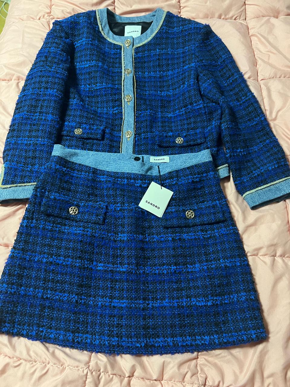 산드로 데님배색 블루트위드셋업 (40)