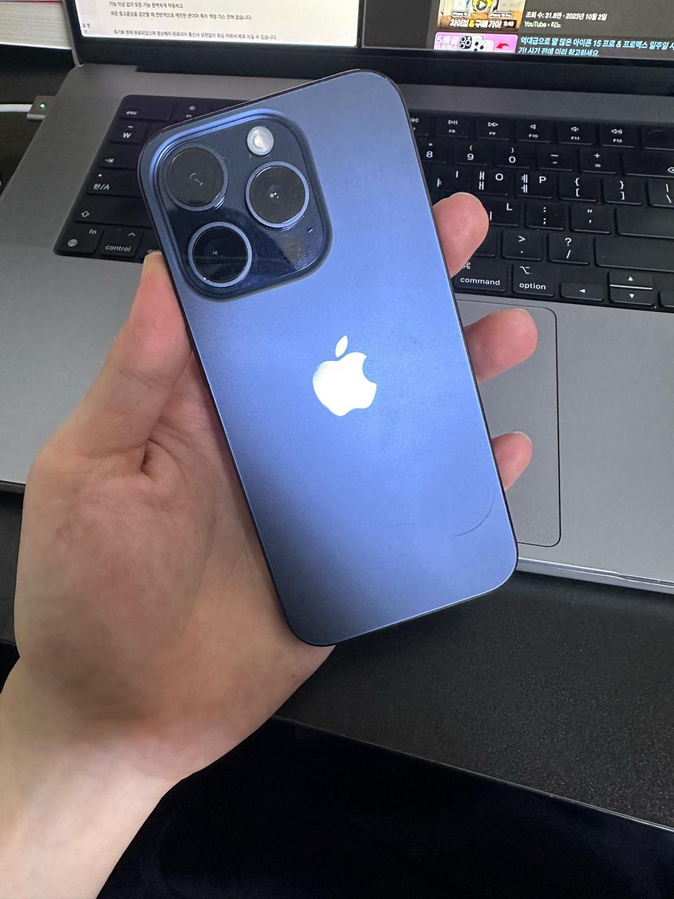 아이폰 15 프로 블루 미드나이트 정상해지 액정신품교체