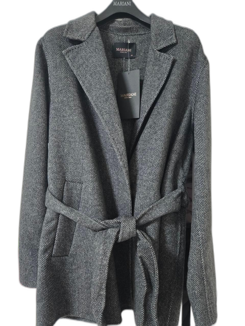 마리아니정품 핸드메이드 헤링본 모직 코트 벨티드 자켓 