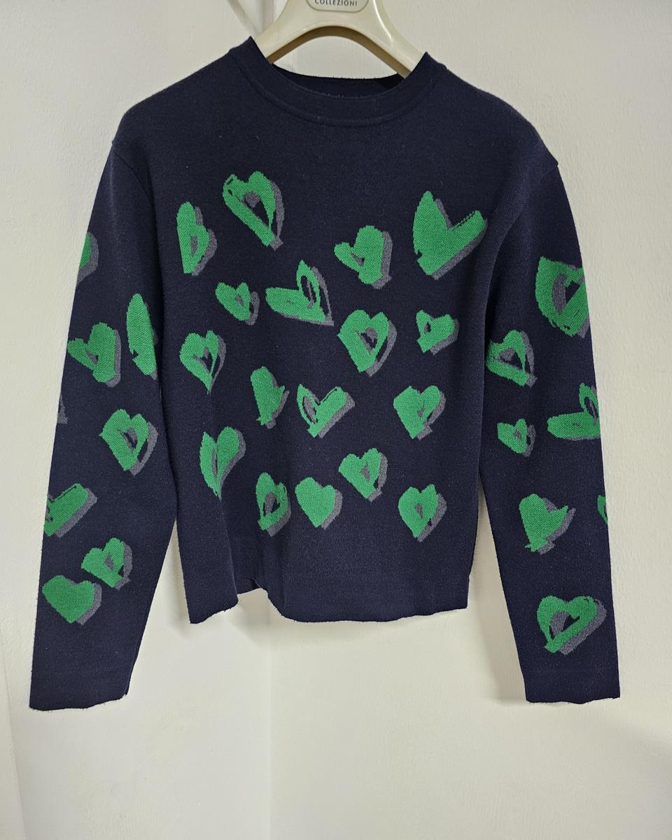 CREEPY about 네이비&초록 이중직 니트 55반